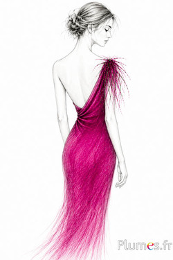 Anhänger Pfauenfaden - 15-28 cm - fuchsia-naturgrün